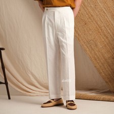 Men Italian Iron-free Lightweight Pants Breathable Double Pleated Casual Trouser