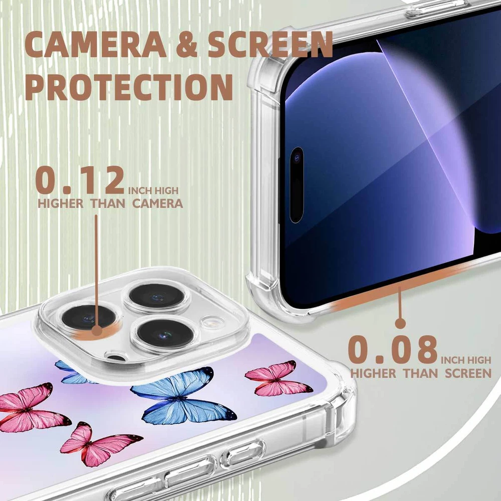 iPhone 14 Pro Max 15 16 Plus Samsung A56 A16 Butterfly TPU Case