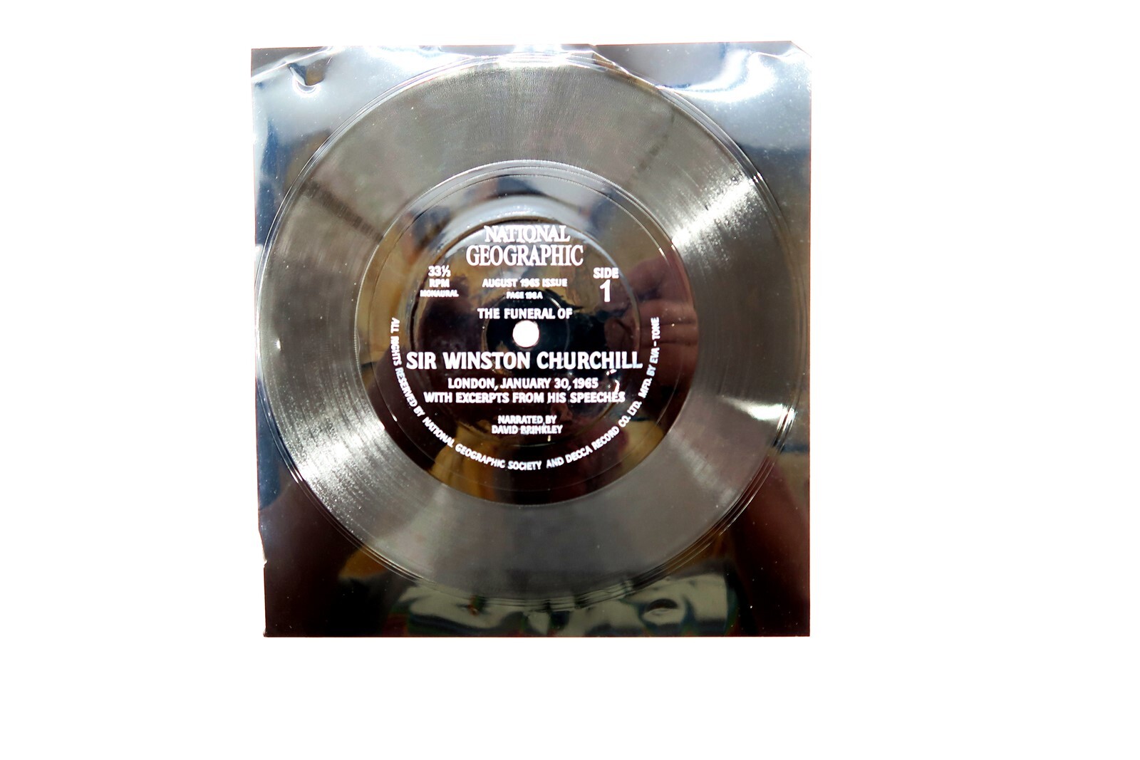 Vintage 1965 SIR WINSTON CHURCHILL FUNERAL Soft 33 Record by National Geographic