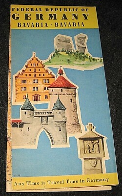 Vintage 1957 Federal Republic of Germany Bavaria-Map & Brochure-Wiedersehen