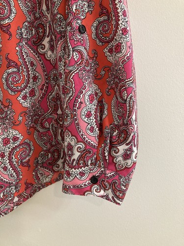Camisa Boho Campesina Notations Roja Paisley Abotonada Para Mujer Talla PL Manga Larga - Imagen 4 de 6