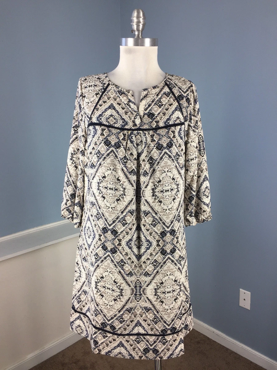 Stitch fix Skies are Blue Dress S shift 3 4 sleeve beige navy blue