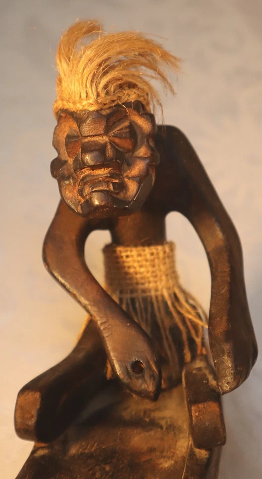 Boneco queimador de incenso nativo esculpido vintage - Imagem 3 de 4