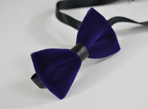 BABY BOY KIDS Violet Purple Velvet Bow tie + Navy Blue Suspenders braces 1-8 Y/O - Picture 3 of 8