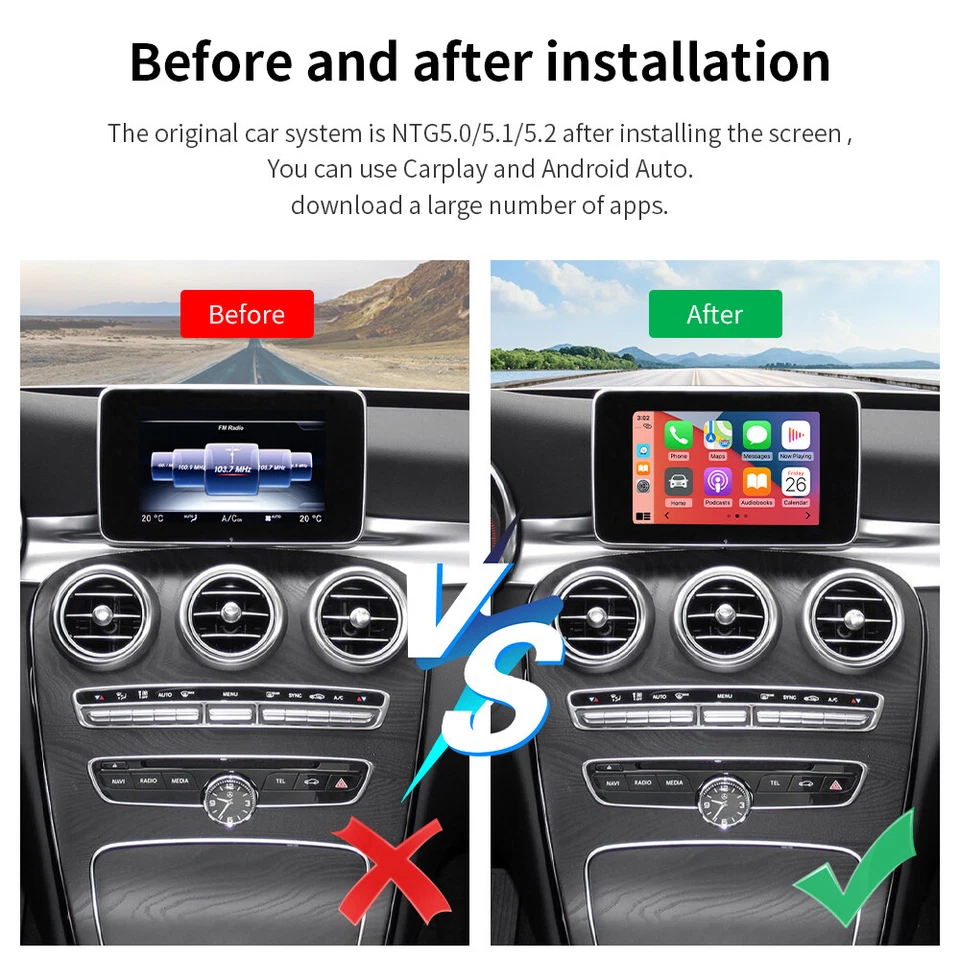 Wireless CarPlay Android Auto Interface NTG5.0 für Benz C GLC V Klasse W205 C300 - Bild 4 von 4