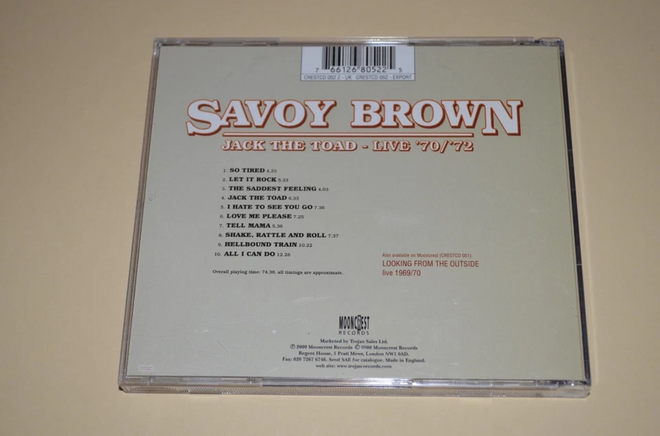 Savoy Brown – Jack The Toad - Live '70 / '72 / Mooncrest 2000 / UK / Rar - Bild 2 von 2