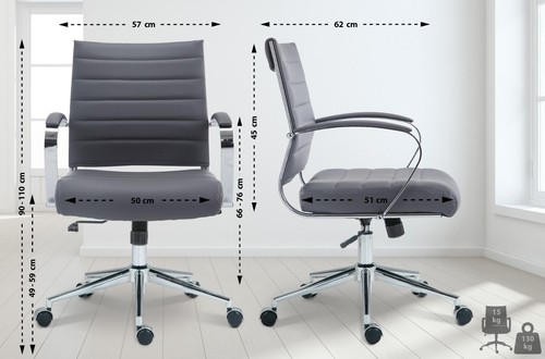 Kunstleder Bürostuhl grau Schreibtischstuhl Drehstuhl Bürostuhl modern design - Bild 6 von 7
