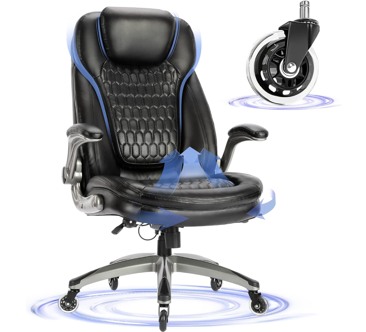High Back Office Chair, Ergonomic Executive Chair with Padded Flip