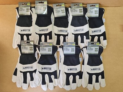 9 Pair Master Rancher 241931 Leather Mesh Back Work Gloves, Extra Large