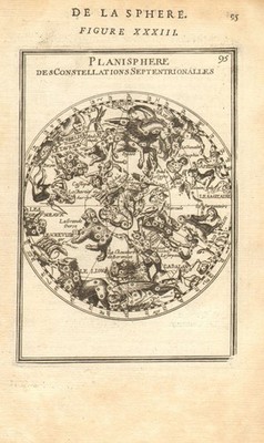 NÖRDLICHER NACHTHIMMEL. Planisphere Constellations Septentrionalles. MALLET 1683 Karte