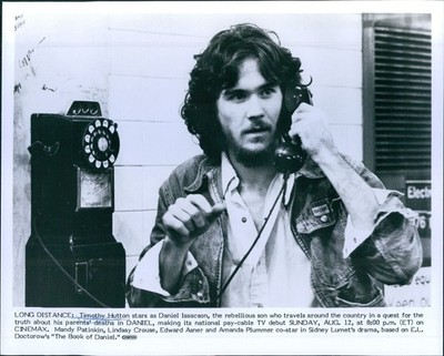 Actor Timothy Hutton Talking On Pay Phone Jean Jacket Daniel Vintage Photo 8x10