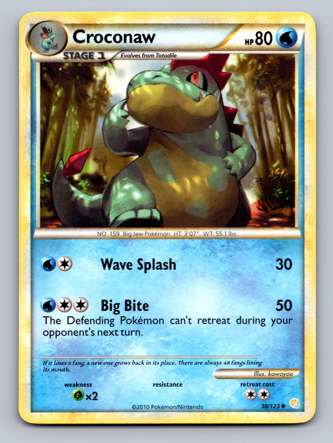 Croconaw - 38/123 Uncommon HeartGold SoulSilver - LP - NM Pokemon TCG
