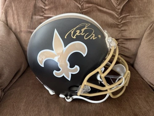 Drew Brees Full Size Authentic Black Matte Custom Helmet Autographed