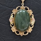 Vintage Jade Nephrite GF Signed LSP CO Necklace and Pendant Gold Tone — photo 3