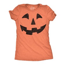 Women's Pumpkin Face T-Shirt Funny Halloween Jack O Lantern Shirt for Women