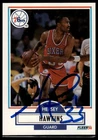 1990-91 Fleer #143 Hersey Hawkins Signed Card Auto IP