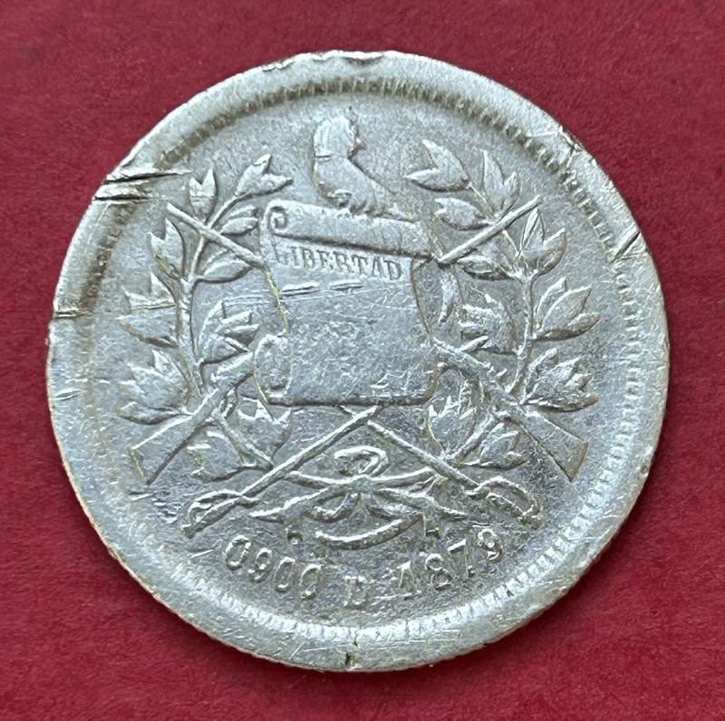 1879 Guatemala 2 Reales Silver Coin