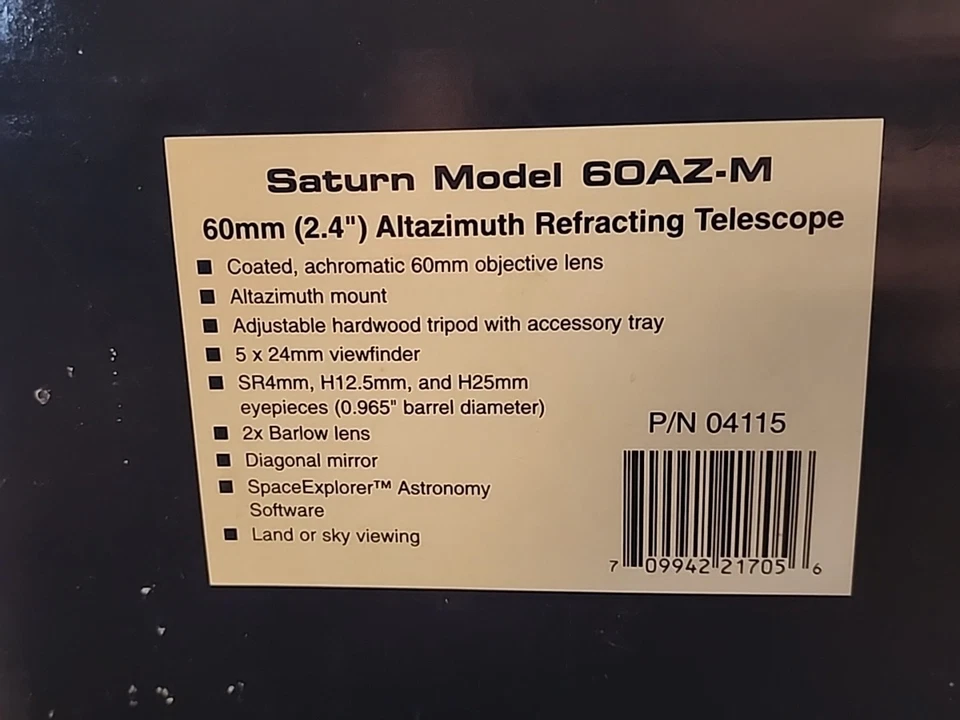Meade Saturn Model 60AZ-M. 60mm 2.4" Altazimuth Refracting Telescope - Image 3 of 4