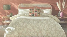 Orla Kiely Retro Bedding Wisteria Taupe Double Duvet Cover Set 100% Cotton