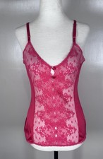 Vanity Fair Vintage 90s Sz 34, XS Satin Lace Cami Sheer Tank Top Made in USA