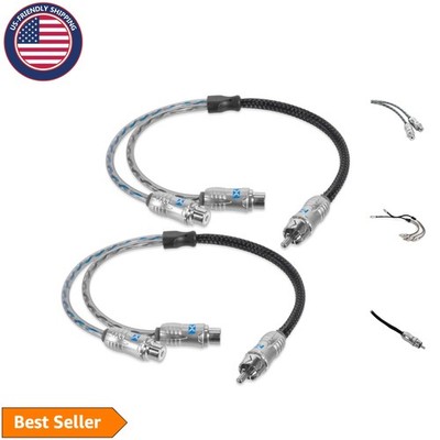 Professional 2-Pack RCA Y-Adapter Cable - Noise Shielding, Twisted Pair Design
