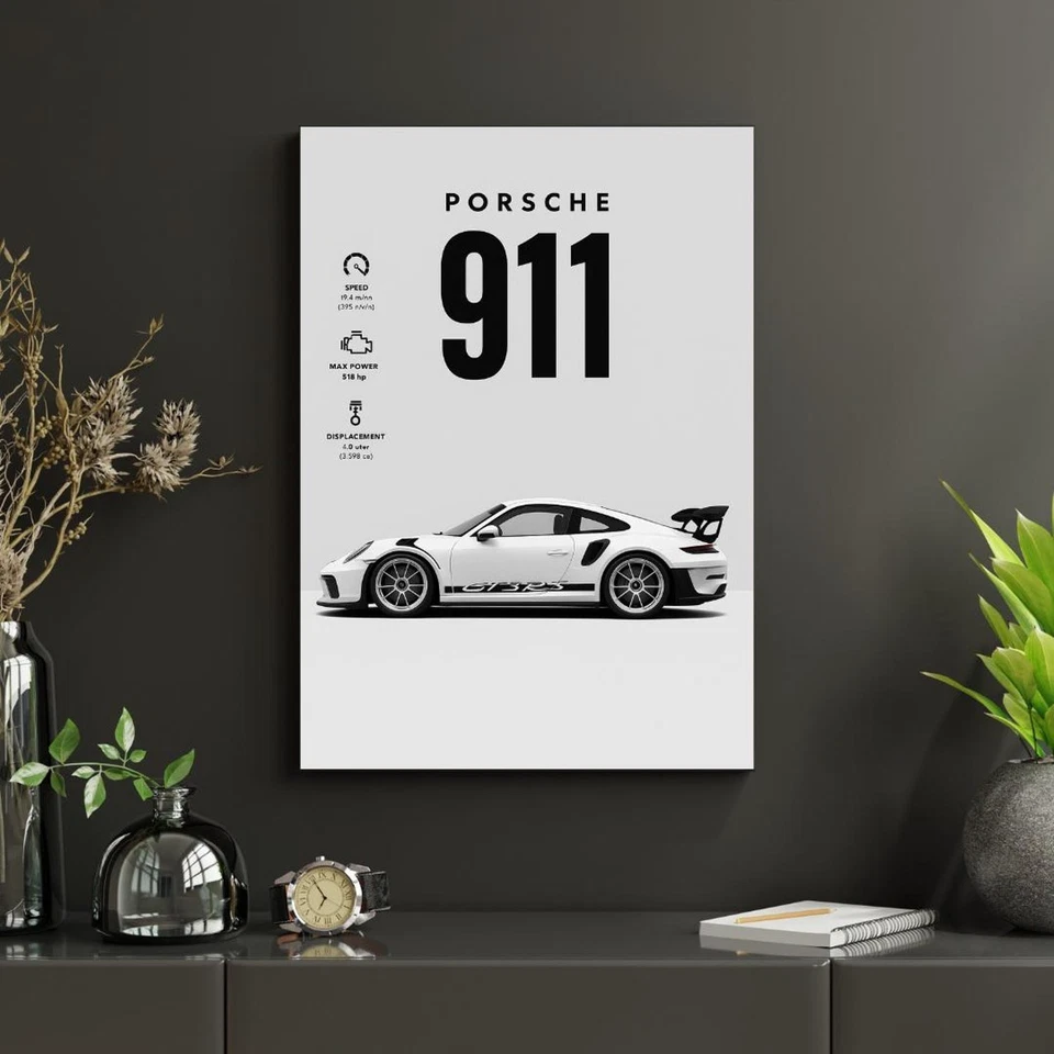 Póster Porsche 911 GT3 RS - Elegante impresión de arte de pared de auto deportivo para decoración moderna Foto 2 de 3
