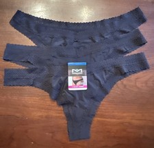 Maidenform V-Back Thong Panty Black XL 8- 3 Pair