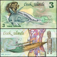 Cook Islands 3 Dollars, 1987 ND, P-3, Used