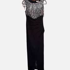 Calvin Klein black ruched sequin gown