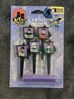 Rare Vintage Batman And Robin Birthday Candle Holders Batgirl Riddler Mr. Freeze