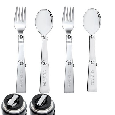 Thermos 16oz Food Jar Portable Folding Spoon Fork Set Picnic Tableware