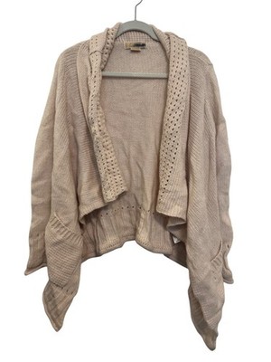 Michael Kors Knit Cardigan Women s S Neutral Beige Wool Blend Open Front