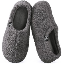 Women s Fuzzy Curly Fur Memory Foam Loafer Slippers Dark Gray EU 36-37 HomeTop