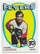 ANDRE LACROIX 1971-72 Topps Hockey card #33 Philadelphia Flyers EX-
