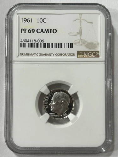 1961 10C NGC PF69 Cameo Roosevelt Dime - Proof (PR69CAM)