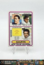 1980 Topps Billy Taylor / Earnest Gray / George Martin #94 Checklists NY Giants