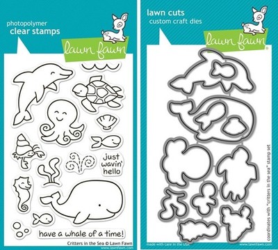 Lawn Fawn Critters In The Sea Clear Stamp And Custom Die Set LF311 LF776