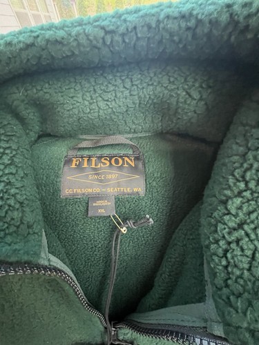Filson Sherpa Fleece Jacket Men's Full Zip Coat Fuzzy Polartec | Dark Green NEW - Picture 4 of 6