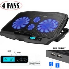 Laptop Cooling Pad Dual USB Port Fan Cooler Stand 4 Quiet Fans For 11-17" Laptop