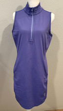 Tommy Bahama Aubrey IslandZone Dress Blue Iris Sz S Pockets 1/4 Zip Golf Tennis