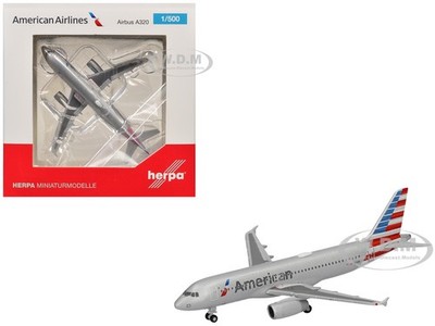 AIRBUS A320 AIRCRAFT ''AMERICAN AIRLINES'' 1/500 DIECAST MODEL BY HERPA HE538879