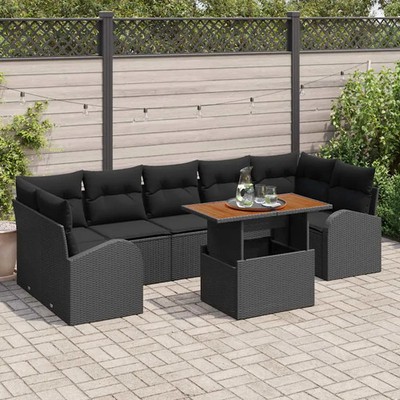 Garten-Sofa-Set mit Speicher 8 pcs Poly Rattan Gartenmöbel Modulares Sofa vidaXL