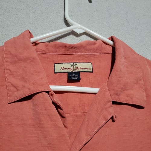 Tommy Bahama Hemd Herren Large Seide Hawaii Camp bestickt Marlin Holz Knopf - Bild 5 von 11