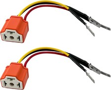 2PCS Ceramic H4 9003 HB2 Wiring Harness Headlight Socket, Pigtail Socket Female
