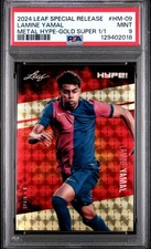PSA 9 Lamine Yamal Leaf HYPE! Metal #HM-09 Gold Superprismatic 1/1 Rookie Card