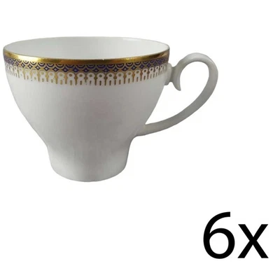 6er Set Kaffeetasse Tasse Seltmann Weiden Vohenstrauß Form 6397 Kobaltblau Gold - Bild 1 von 4
