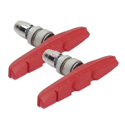 Pack of 2 Pairs, Kool-Stop Thinline V-Brake Pads One Piece Threaded Post, Red