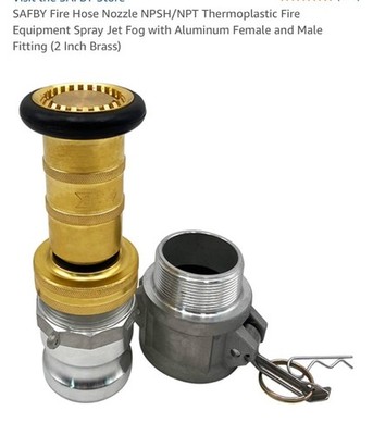 2'' NPSH Aluminum Camlock Fitting Coupling With Brass Fire Hose Nozzle 2 inch ...