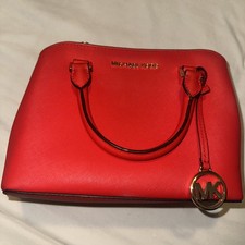 Michael Kors Hope Medium Leather Satchel Bag - Flame