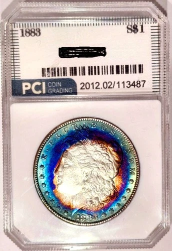 1883-P Better Date Gem BU Bright Target  Rainbow Toned Morgan Dollar